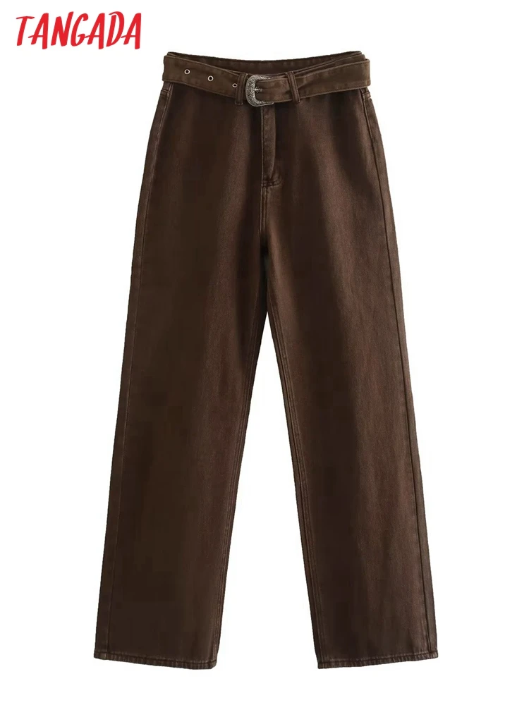Tangada New Women With Belt Jeans Pants Trousers Pockets Buttons Female Long Pants 4M206
Tangada New Women With Belt Jeans Pants Trousers Pockets Buttons Female Long Pants 4M206