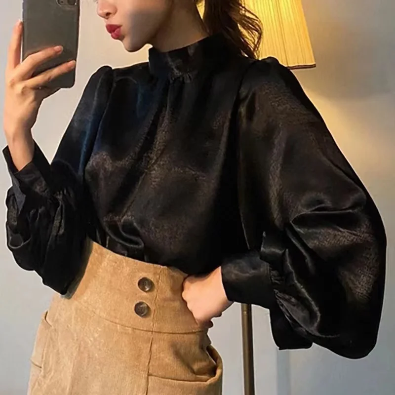 Silky Blouse Long Lantern Sleeve Office Chic Ladies Shirt White Korean Fashion Clothing Black Autumn Blouses Women Top Blusa
Silky Blouse Long Lantern Sleeve Office Chic Ladies Shirt White Korean Fashion Clothing Black Autumn Blouses Women Top Blusa
