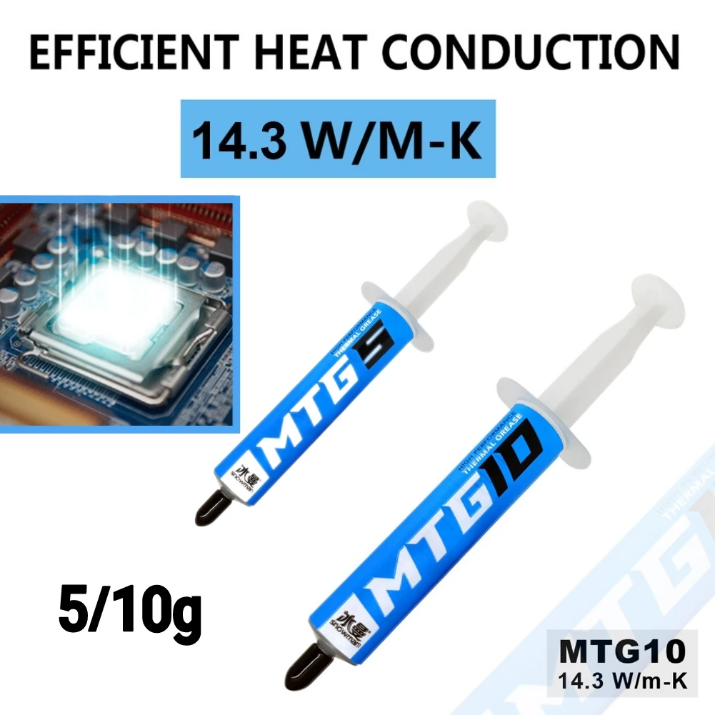 5/10g Syringe MTG5/MTG10 Thermal Conductive Grease Paste 14.3W/mk for AMD Intel Processor CPU Heat Sink Fan Cooling
5/10g Syringe MTG5/MTG10 Thermal Conductive Grease Paste 14.3W/mk for AMD Intel Processor CPU Heat Sink Fan Cooling