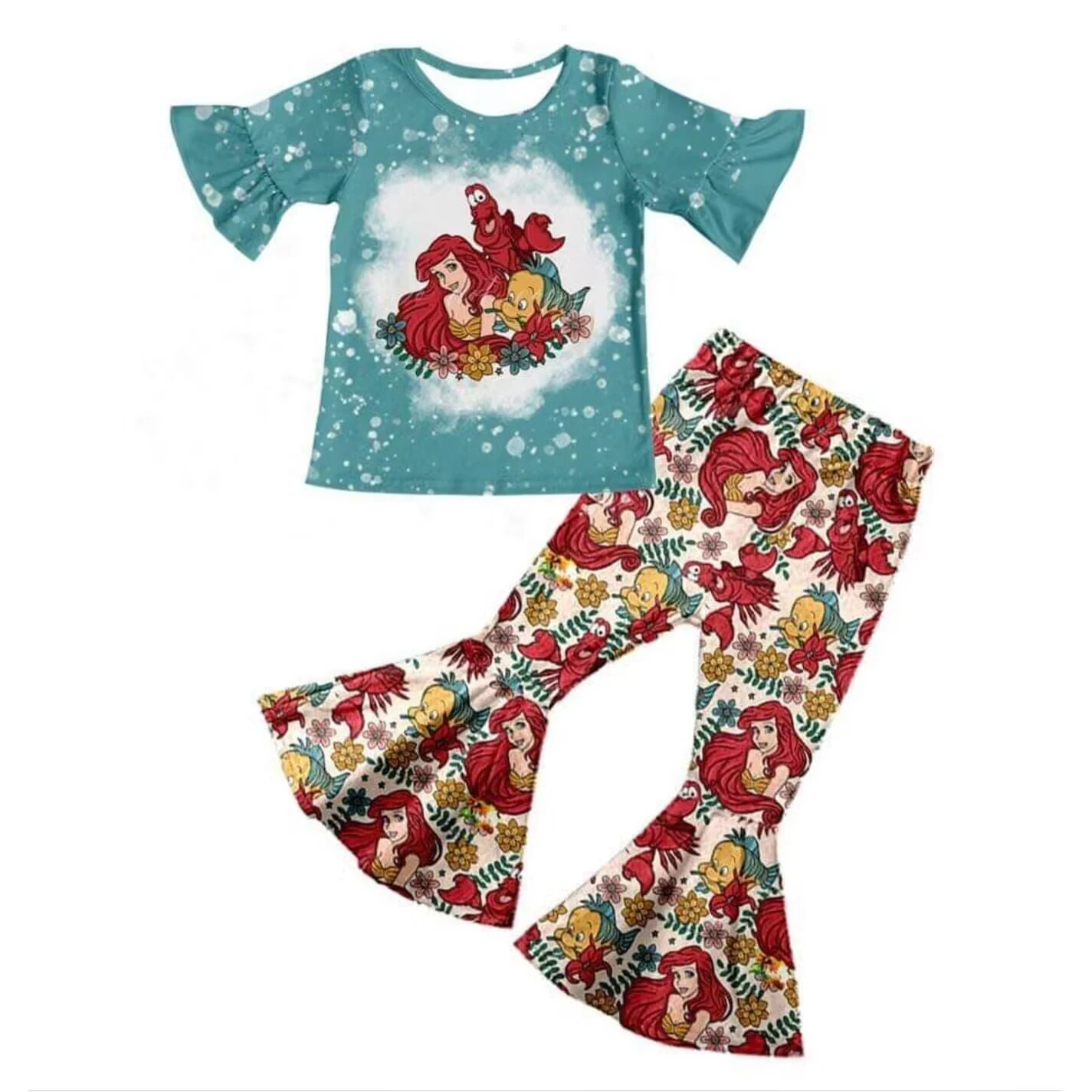 Fashion Clothes Girls Bell Bottom Pants Mermaid girl Sets Boutique Baby Girls Clothing Wholesale Kids Outfit
Fashion Clothes Girls Bell Bottom Pants Mermaid girl Sets Boutique Baby Girls Clothing Wholesale Kids Outfit