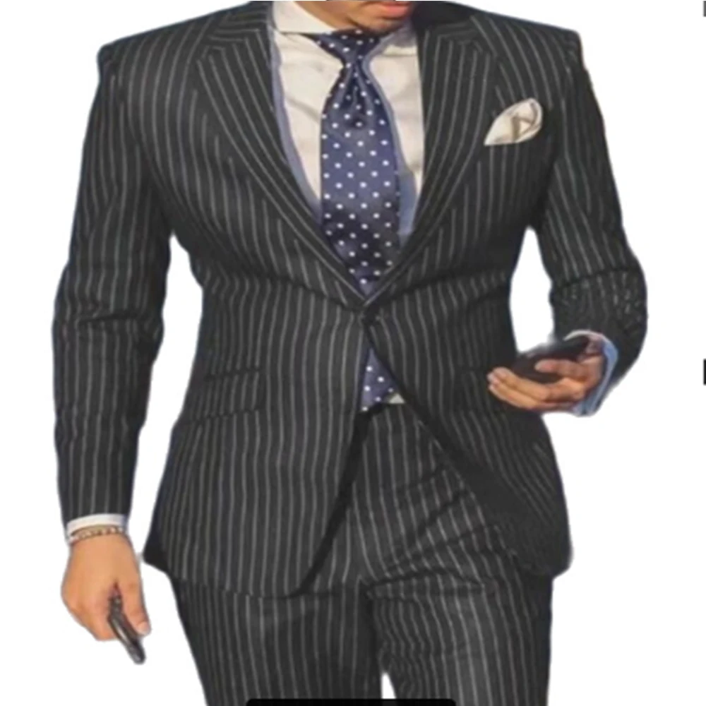 2022 Navy Blue 2 Piece Slim Fit Business Men Suit Stripe Groom Wedding Tuxedo Custom Skinny Prom Wedding Business Suit
2022 Navy Blue 2 Piece Slim Fit Business Men Suit Stripe Groom Wedding Tuxedo Custom Skinny Prom Wedding Business Suit