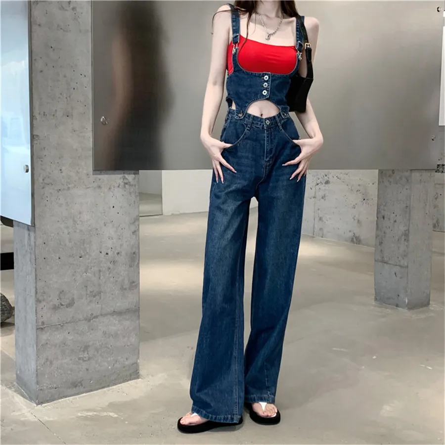 2023 Summer Women's Casual Slim Waist Pocket High Waist Denim Trousers Denim Jumpsuit Detachable Rompers Female
2023 Summer Women's Casual Slim Waist Pocket High Waist Denim Trousers Denim Jumpsuit Detachable Rompers Female
