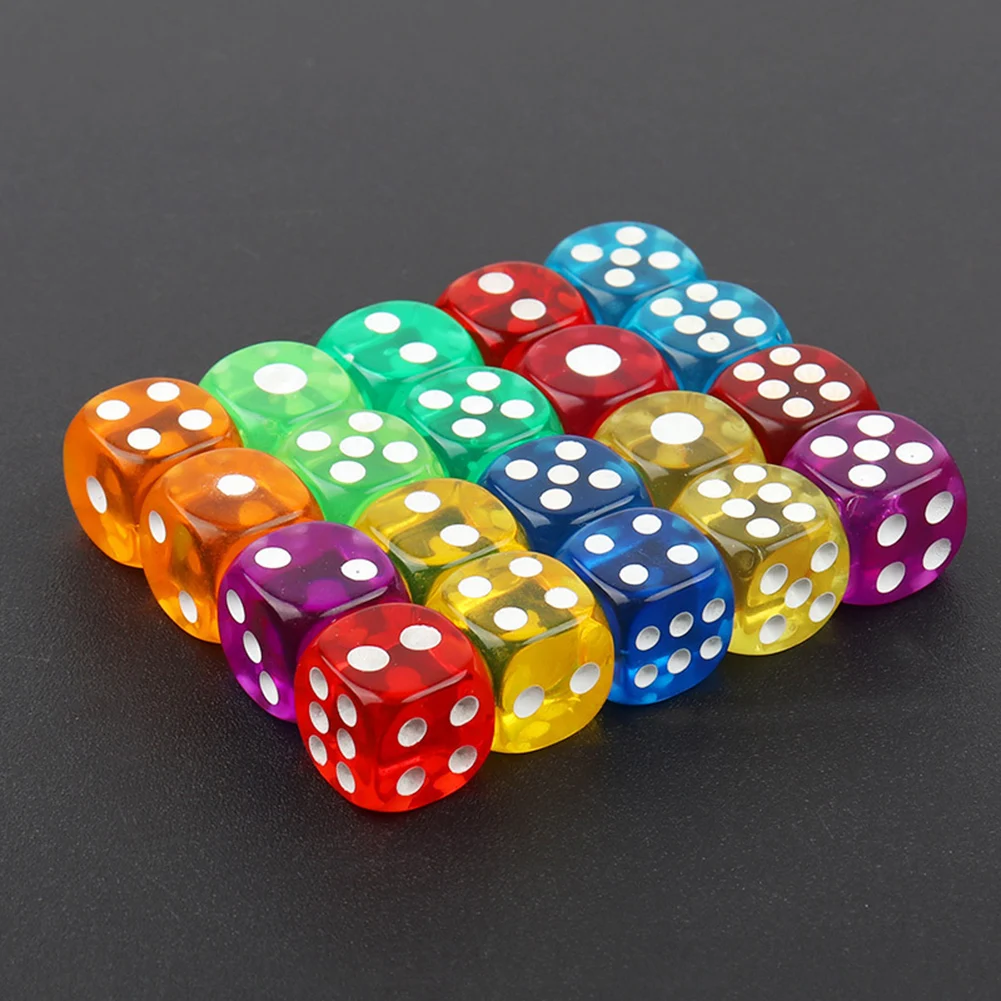 10pcs 16mm Clear Colorful Dice Transparent Dices for Board Game Bar Cambling Playing Rpg Game Club Party Accessories
10pcs 16mm Clear Colorful Dice Transparent Dices for Board Game Bar Cambling Playing Rpg Game Club Party Accessories