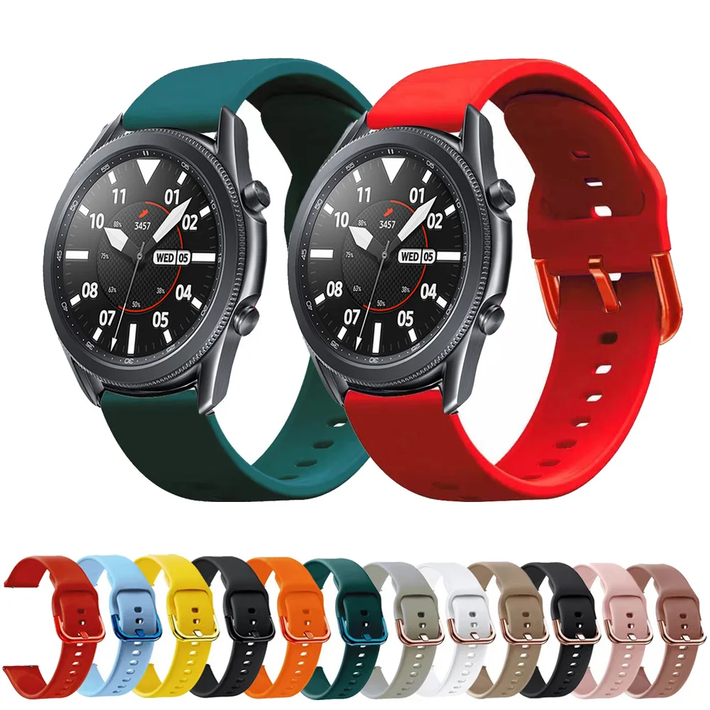 

20mm 22mm Sport Band For Samsung Galaxy Watch 3 45mm 41mm Silicone Sport Strap For Galaxy 42mm 46mm/Gear S3 S2 Bracelet Correa