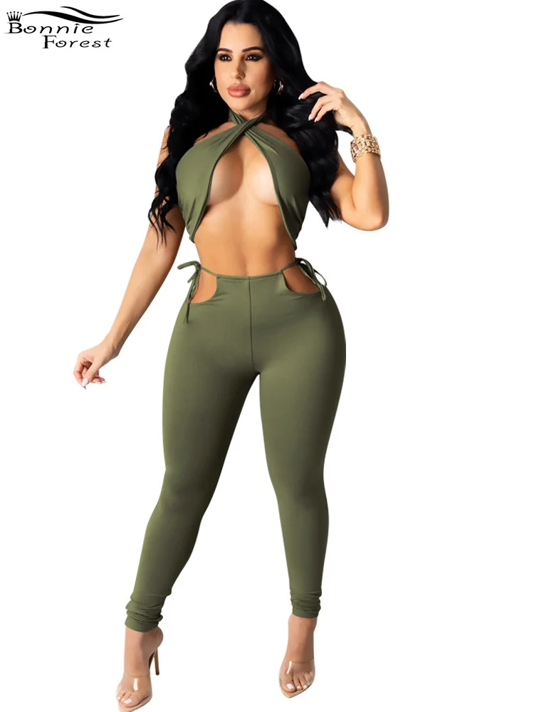 Модный укороченный топ с лямкой на шее Bonnie Forest и леггинсы на шнуровке, комплект из двух предметов, Женский бандажный комбинезон, женская сек... 
Модный укороченный топ с лямкой на шее Bonnie Forest и леггинсы на шнуровке, комплект из двух предметов, Женский бандажный комбинезон, женская сек...