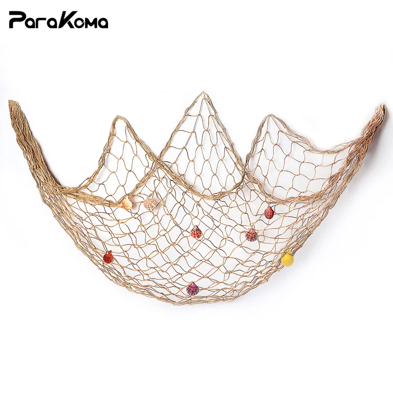 79 X 59inch Decorative Fishing Net Brown Mediterranean Style Nautical Wall Hangings Decoration with Sea Shells Home Decor
79 X 59inch Decorative Fishing Net Brown Mediterranean Style Nautical Wall Hangings Decoration with Sea Shells Home Decor