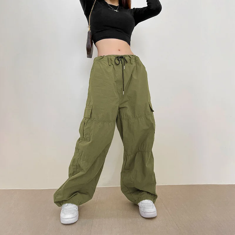 

Women's Cargo Pants High Street Vintage Oversize Hip Hop Green Long Pants Women Casual Streetwear Trousers Rainbowwaves