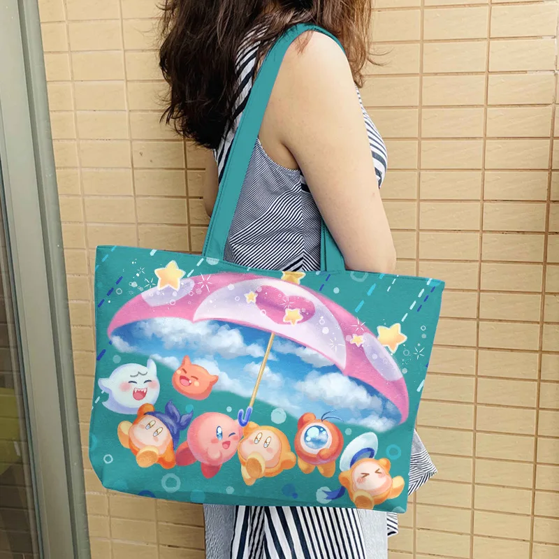 

Kirby Kawaii милая розовая Звезда Kirby аниме мультфильм охватывающая ПУ сумка через плечо большой емкости Сумка-тоут