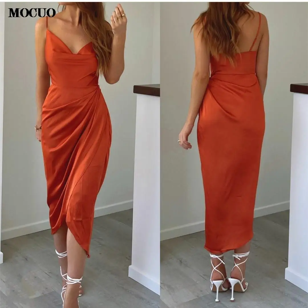 Orange Spaghetti Evening Dresses With Strap Sexy Satin Prom Gown Robes de soirée Ankle Length Party Dresses 2022
Orange Spaghetti Evening Dresses With Strap Sexy Satin Prom Gown Robes de soirée Ankle Length Party Dresses 2022