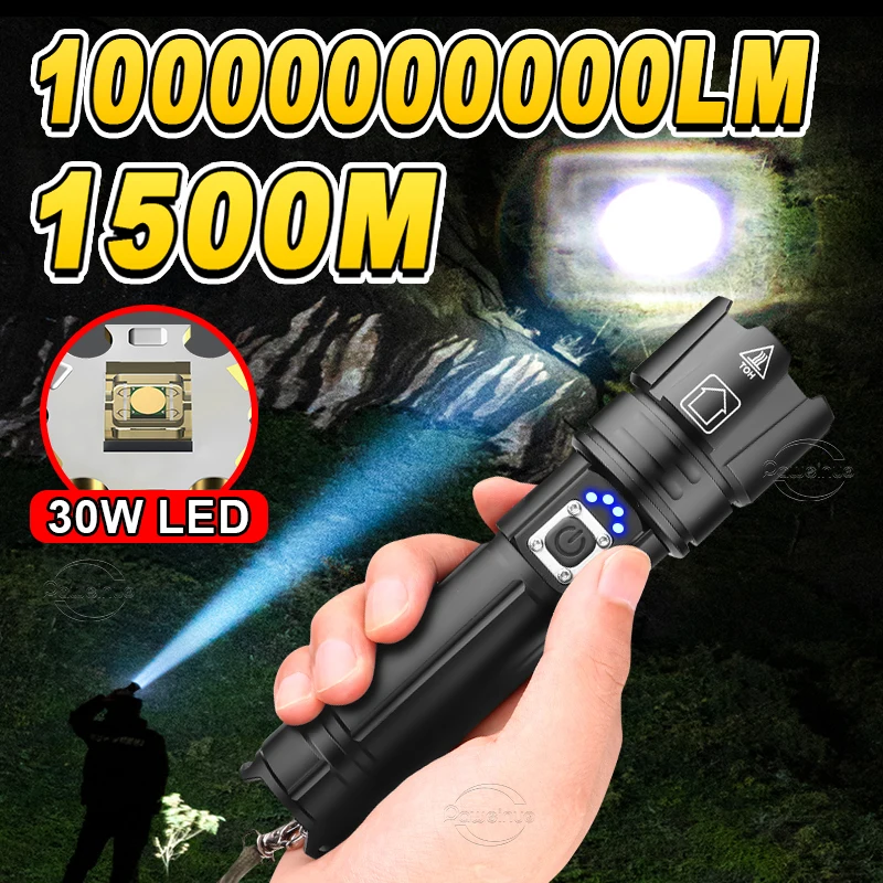 10000000000LM Flashlight High Power Led Flashlights Rechargeable Torch Lighting 1500m Tactical Flash Light for Camping Working
10000000000LM Flashlight High Power Led Flashlights Rechargeable Torch Lighting 1500m Tactical Flash Light for Camping Working