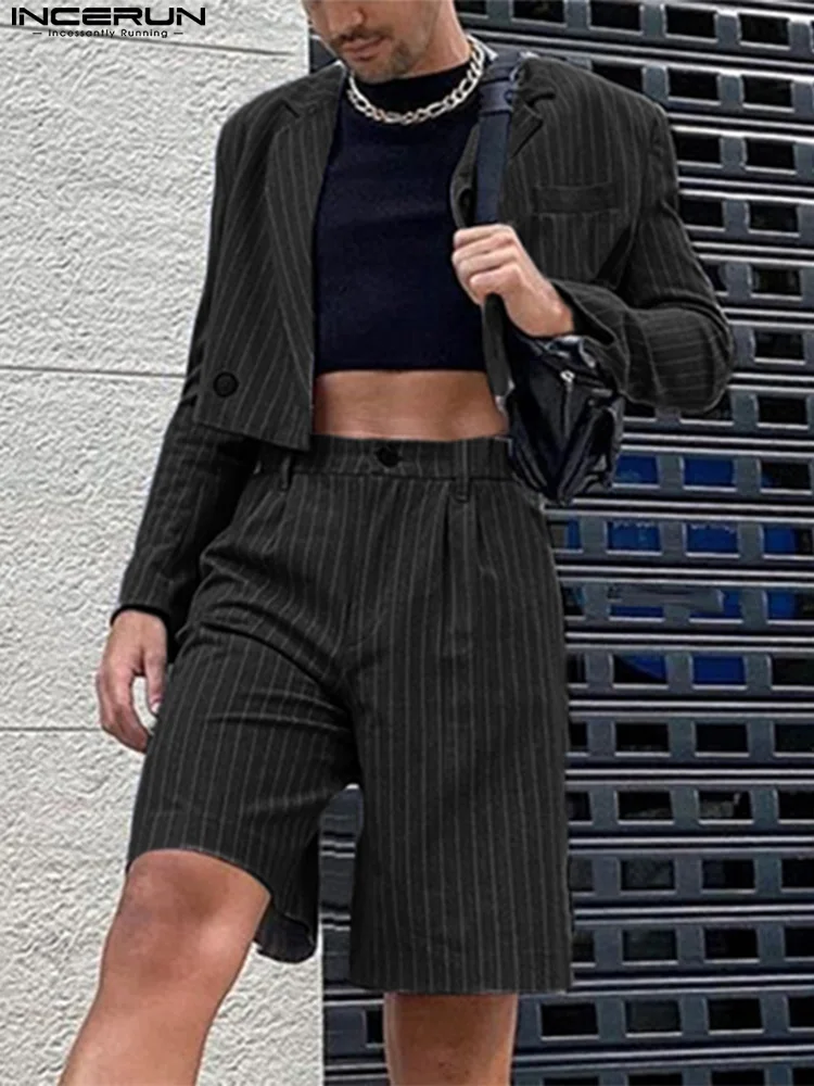 Fashion Striped Men Casual Sets Streetwear Long Sleeve Button Blazer & Shorts Two Pieces Sets 2022 Loose Men Suits 5XL INCERUN 7
Fashion Striped Men Casual Sets Streetwear Long Sleeve Button Blazer & Shorts Two Pieces Sets 2022 Loose Men Suits 5XL INCERUN 7