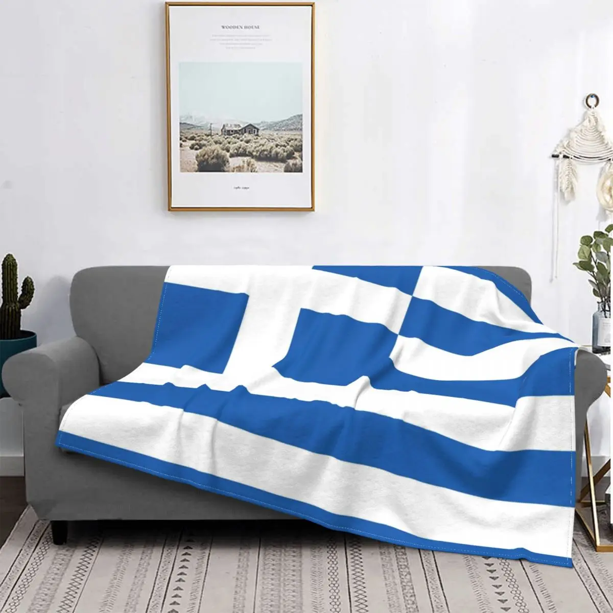 

Greece Flag Blanket Bedspread Super Soft Winter Spread Sofa Bed Flannel Bedroom Picnic Velvet Gift