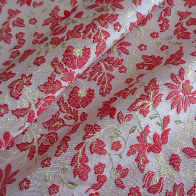Flower Pattern Jacquard Clothing Fabric Gold Silk Flower Girl Dress Red Pink Sewing Cloth Support on Behalf of The Delivery
Flower Pattern Jacquard Clothing Fabric Gold Silk Flower Girl Dress Red Pink Sewing Cloth Support on Behalf of The Delivery
