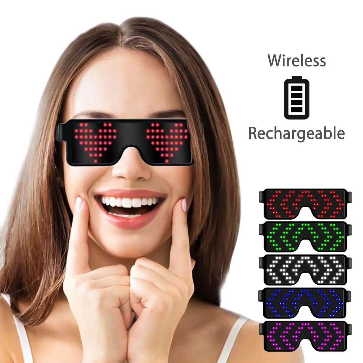 Wireless LED Glasses Party Decoration USB Rechargeable 11 Dynamic Pattern Luminous Party Glasses Party Bars Birthday
Wireless LED Glasses Party Decoration USB Rechargeable 11 Dynamic Pattern Luminous Party Glasses Party Bars Birthday