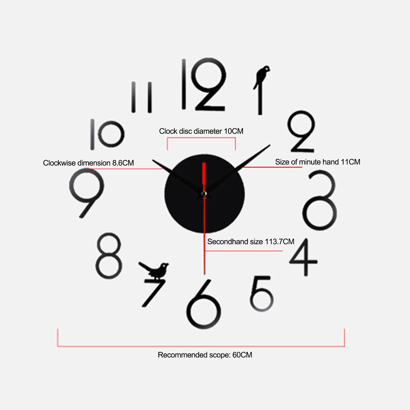 Stickers Wall Clock Without Batteries 1pc 3.5\" Hour Hand 3D 4.7\" Minute Hand 60cm Diameter Acrylic Beautiful
Stickers Wall Clock Without Batteries 1pc 3.5\" Hour Hand 3D 4.7\" Minute Hand 60cm Diameter Acrylic Beautiful