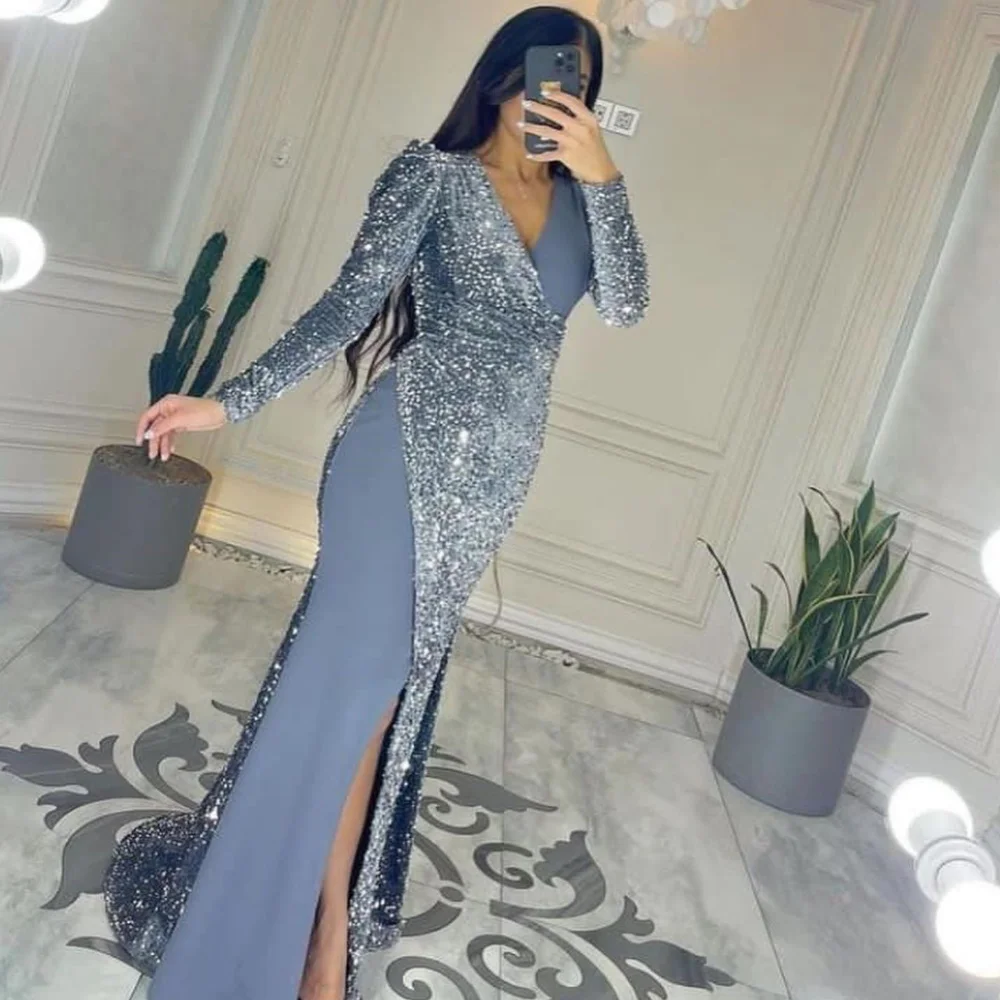FLORINE TULIRAIN Satin Summer Trumpet Floor-Length Evening Dress Elegant V-Neck Sequined Gown For Charming Sexy Women 2023
FLORINE TULIRAIN Satin Summer Trumpet Floor-Length Evening Dress Elegant V-Neck Sequined Gown For Charming Sexy Women 2023