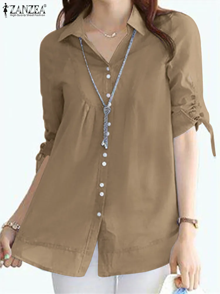 Spring Holiday Buttons Chemise Femme Blusas Women Elegant Solid Blouse ZANZEA Fashion 3/4 Sleeve Lapel Neck Loose Shirt Oversize
Spring Holiday Buttons Chemise Femme Blusas Women Elegant Solid Blouse ZANZEA Fashion 3/4 Sleeve Lapel Neck Loose Shirt Oversize