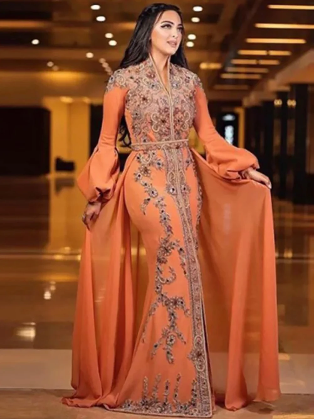 Elegant Moroccan Kaftan Evening Formal Dresses Crystals Beaded Lace Appliques Long Sleeves Mermaid Wedding Party Gowns
Elegant Moroccan Kaftan Evening Formal Dresses Crystals Beaded Lace Appliques Long Sleeves Mermaid Wedding Party Gowns
