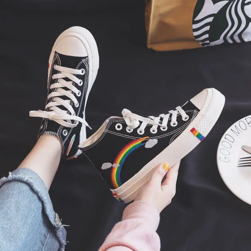 Rainbow high canvas shoes women's shoes 2021 new tide shoes Korean version of explosions Joker black shoes
Rainbow high canvas shoes women's shoes 2021 new tide shoes Korean version of explosions Joker black shoes