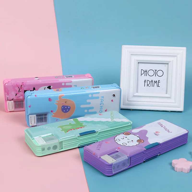 Student plastic cute stationery box with pencil sharpener double sided cartoon pencil case kid school supplies pencil box prizes
Student plastic cute stationery box with pencil sharpener double sided cartoon pencil case kid school supplies pencil box prizes
