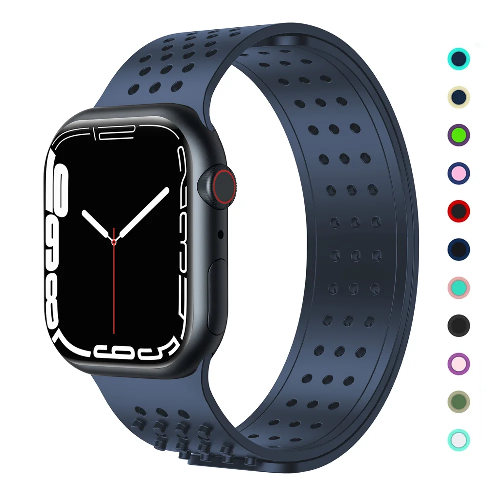Silicone Strap For Apple watch band 44mm 40mm 45mm 41mm 42mm 38mm 45 mm Breathable correa bracelet iWatch series 7 3 4 5 se 6 
Silicone Strap For Apple watch band 44mm 40mm 45mm 41mm 42mm 38mm 45 mm Breathable correa bracelet iWatch series 7 3 4 5 se 6