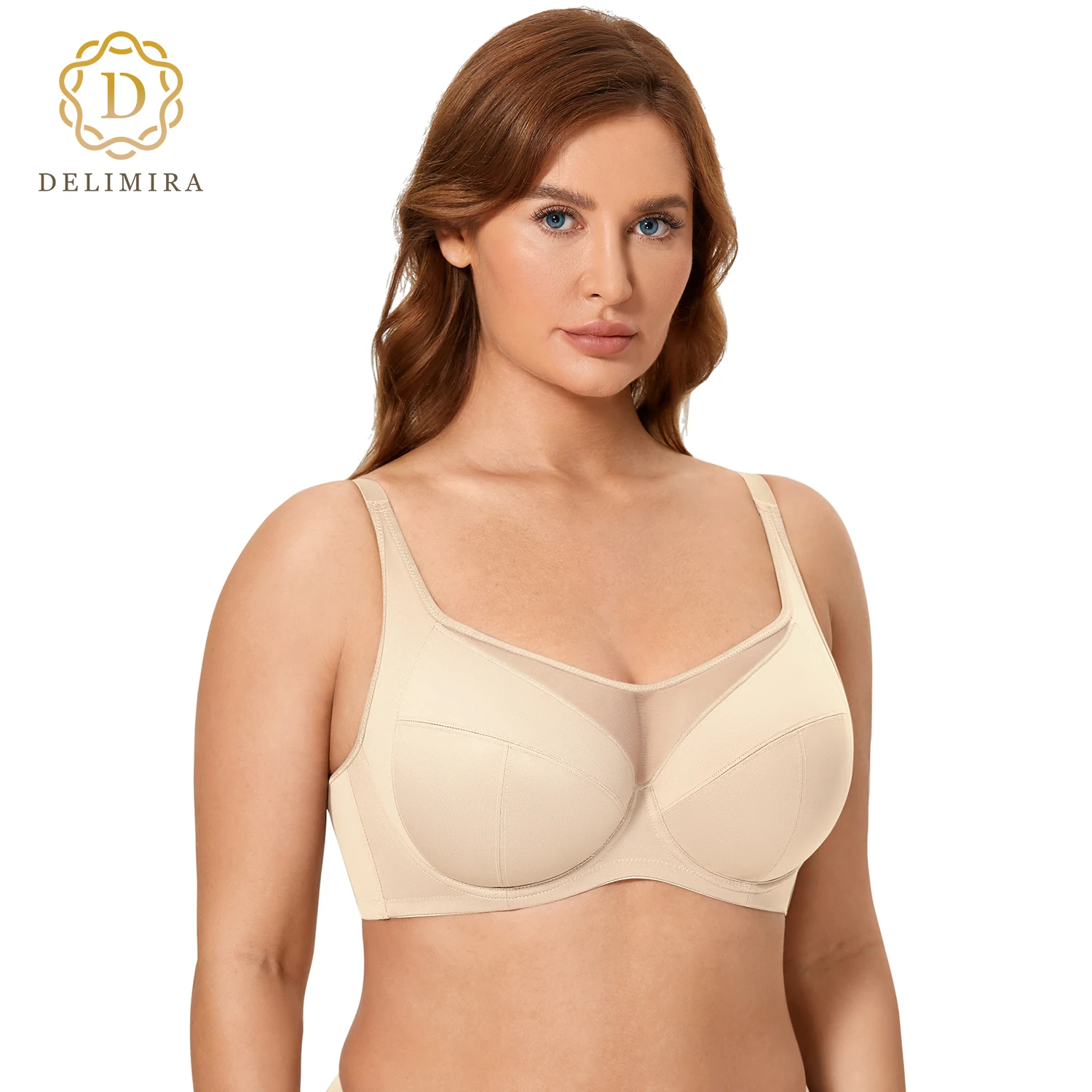 DELIMIRA Women's Full Coverage Plus Size Bra Lace Sheer Unlined Underwire Support Underwear
DELIMIRA Women's Full Coverage Plus Size Bra Lace Sheer Unlined Underwire Support Underwear