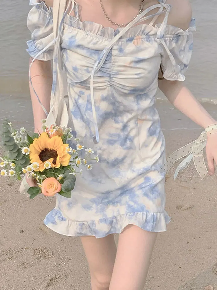 Платье женское с открытыми плечами, пикантное пляжное мини-платье Tie Dye, со складками и оборками Вечерние вечернее, с поясом, на лето
Платье женское с открытыми плечами, пикантное пляжное мини-платье Tie Dye, со складками и оборками Вечерние вечернее, с поясом, на лето