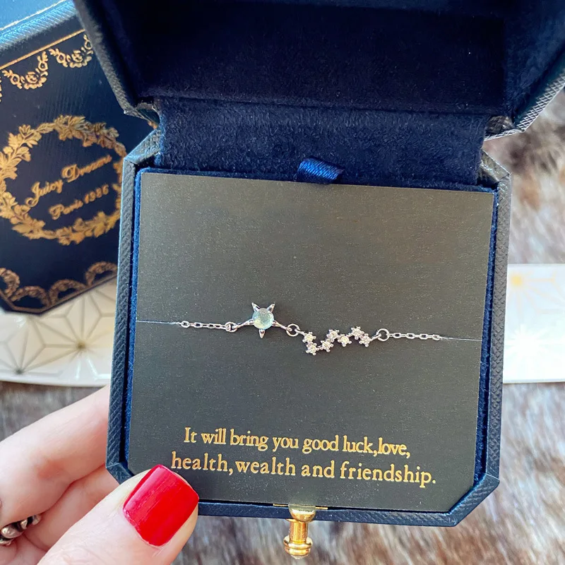 925 Tibetan Silver Crystal Star Bracelet For Women Blue Stone Charms Fashion Lucky Jewelry Wedding Party Gift Pulseras Mujer
925 Tibetan Silver Crystal Star Bracelet For Women Blue Stone Charms Fashion Lucky Jewelry Wedding Party Gift Pulseras Mujer