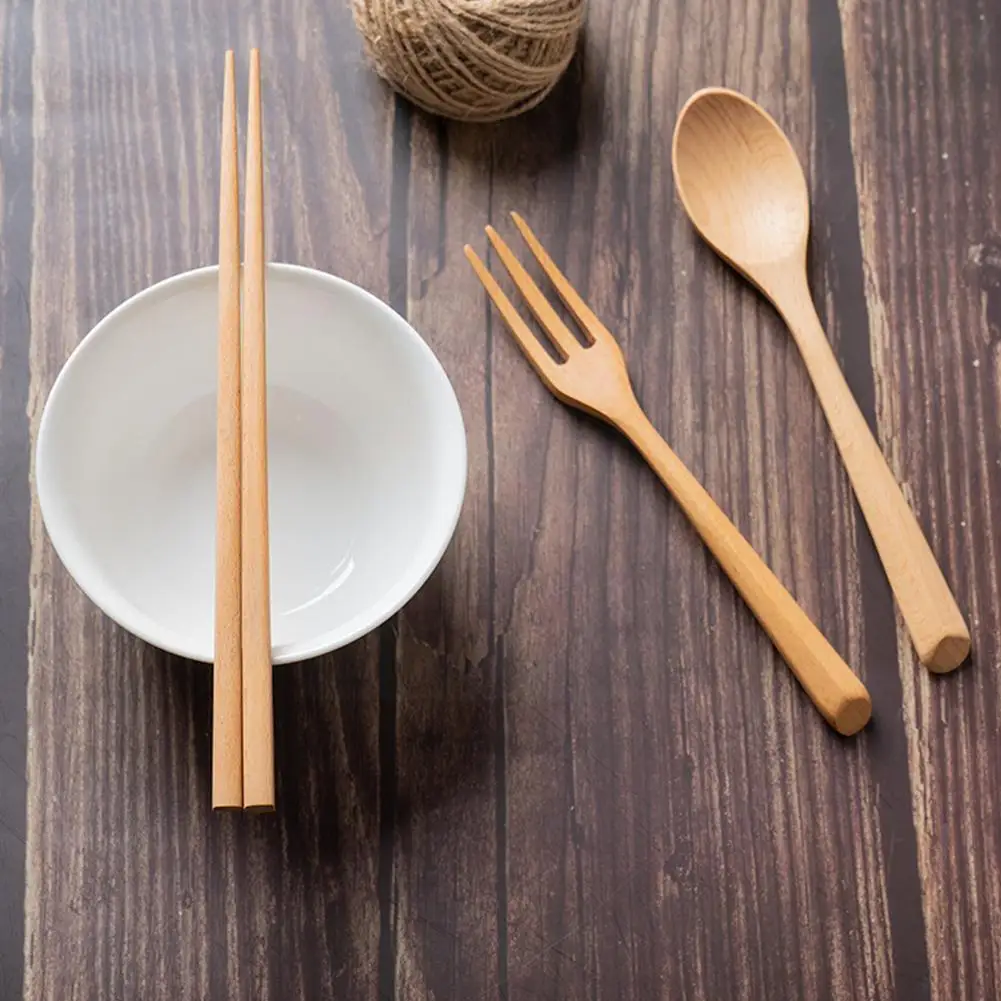 

Деревянная ложка, вилка, палочки для еды, экологически чистые столовые приборы в японском стиле, посуда, простые кухонные инструменты, стильные дорожные столовые приборы U1A9