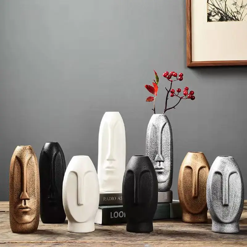 Nordic Ceramic Flower Vase Creative Black and White Human Face Flower Plant Dried Flower Decorations Desktop Ornament Home
Nordic Ceramic Flower Vase Creative Black and White Human Face Flower Plant Dried Flower Decorations Desktop Ornament Home
