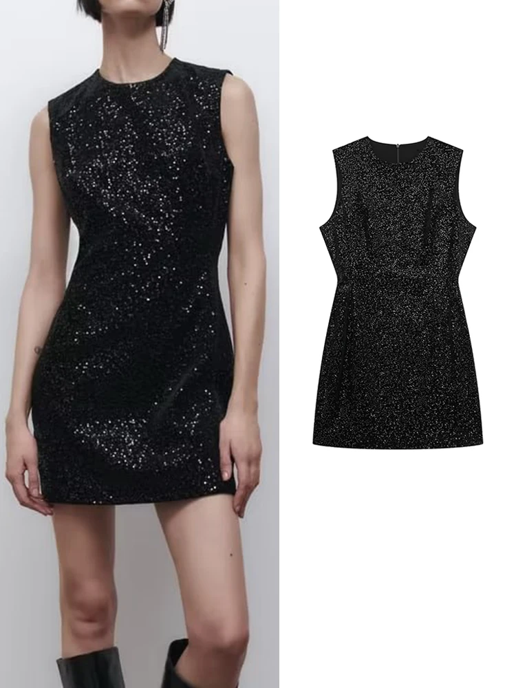 TRAF Fashion Women Sequins Mini Dresses Elegant Black O-neck Dresses Vintage Sexy Sleeveless Party Vestidos 2022 Autumn
TRAF Fashion Women Sequins Mini Dresses Elegant Black O-neck Dresses Vintage Sexy Sleeveless Party Vestidos 2022 Autumn