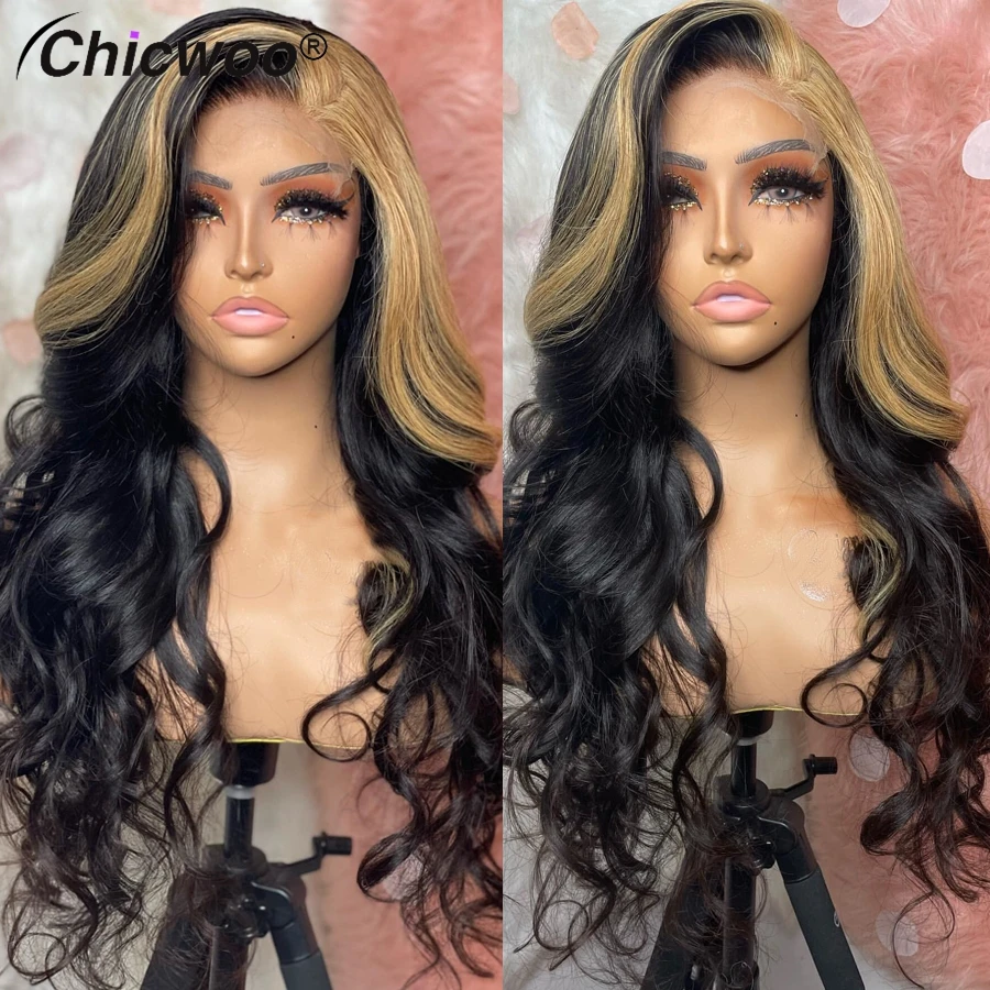 

CHICWOO Highlight Honey Blonde Color Body Wave Wigs For Black Women Human Hair 13x4 13x6 Lace Frontal Wig Preplucked Hairline