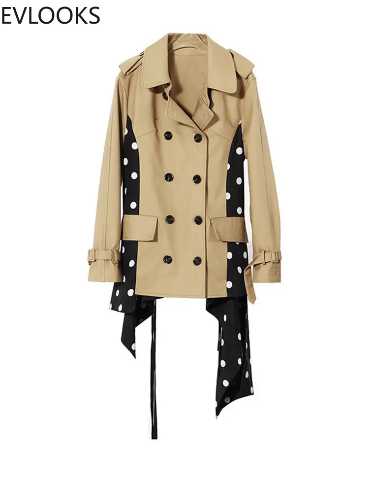 EVLOOKS Women Khaki Dot Irregular Trench New Lapel Long Sleeve Loose Fit Windbreaker Fashion Tide Spring Autumn 2022
EVLOOKS Women Khaki Dot Irregular Trench New Lapel Long Sleeve Loose Fit Windbreaker Fashion Tide Spring Autumn 2022
