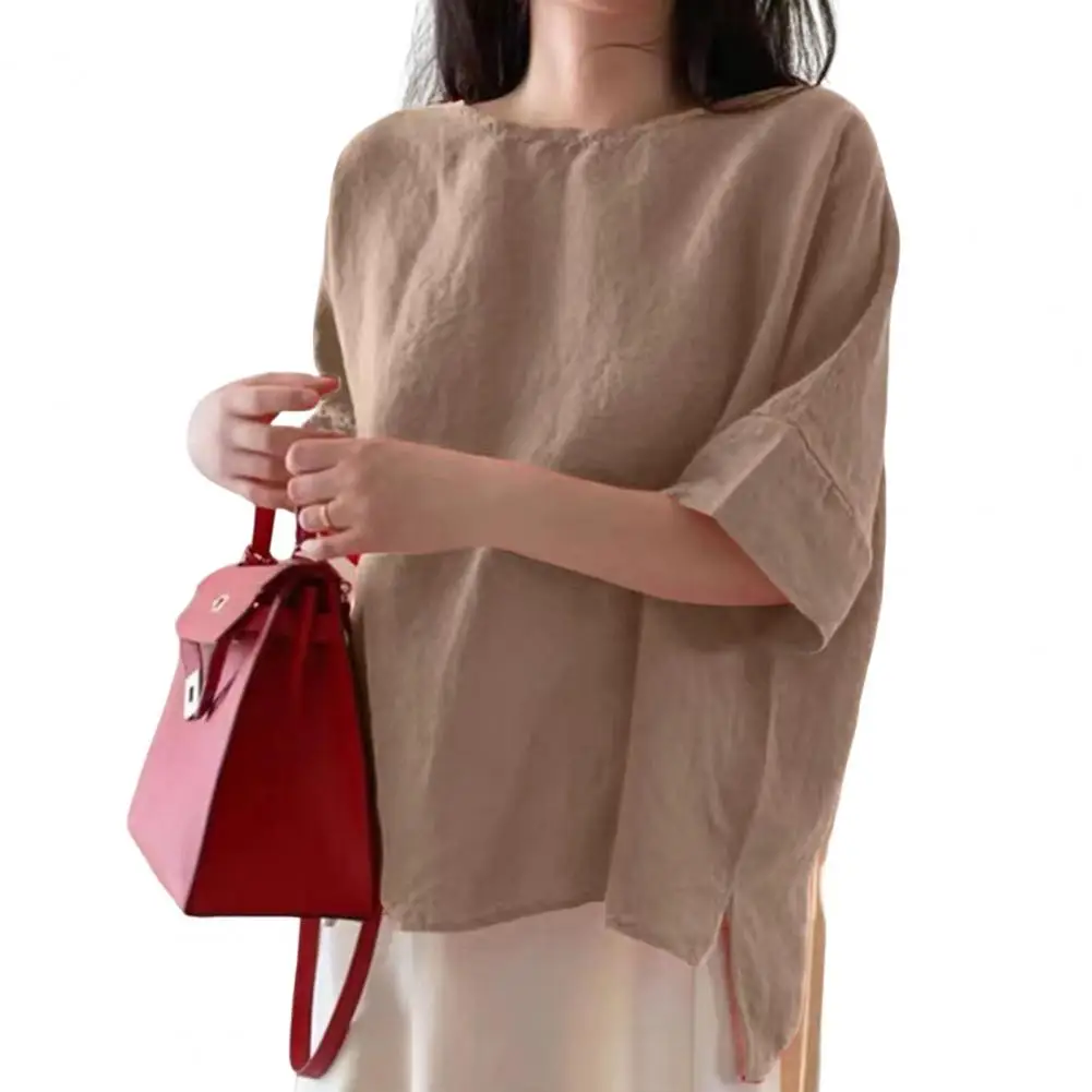 Vintage Women Blouse Soft Texture Lightweight Moisture Wicking Oversized O-neck Summer Ladies Top
Vintage Women Blouse Soft Texture Lightweight Moisture Wicking Oversized O-neck Summer Ladies Top