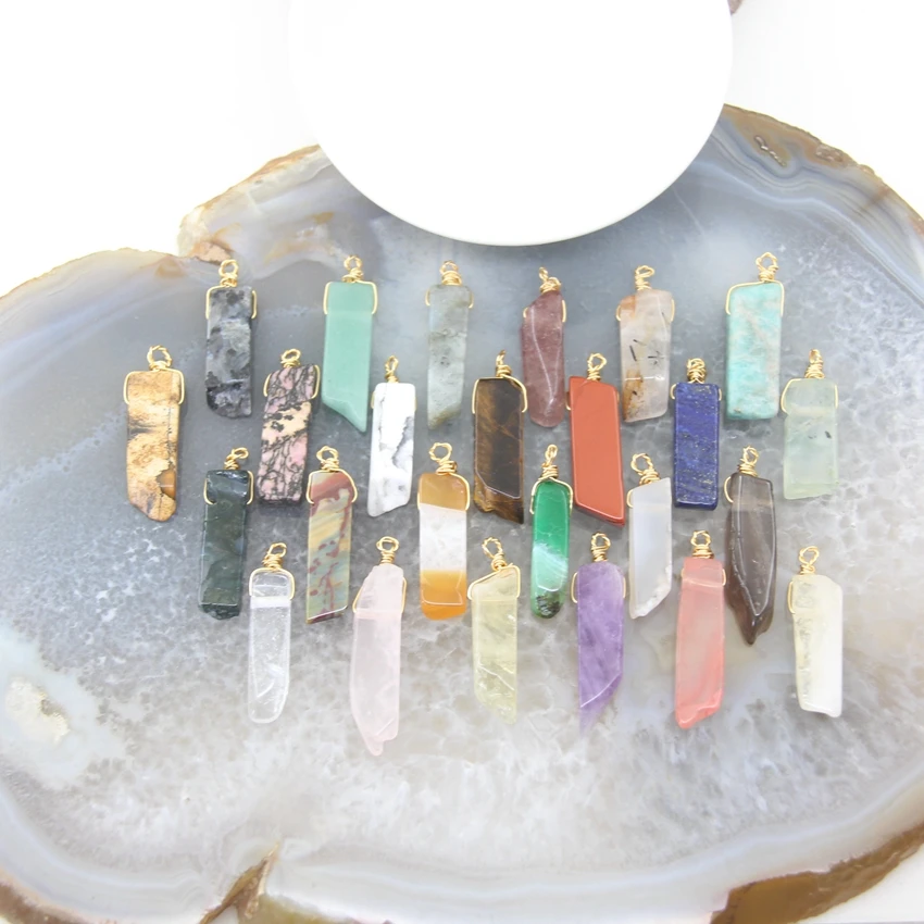 Healing Crystal Slice Pendants Gold Brass Wire Wrap Natural Stone Raw Quartz Rock Stick Charms Necklace Earrings Jewelry Making
Healing Crystal Slice Pendants Gold Brass Wire Wrap Natural Stone Raw Quartz Rock Stick Charms Necklace Earrings Jewelry Making