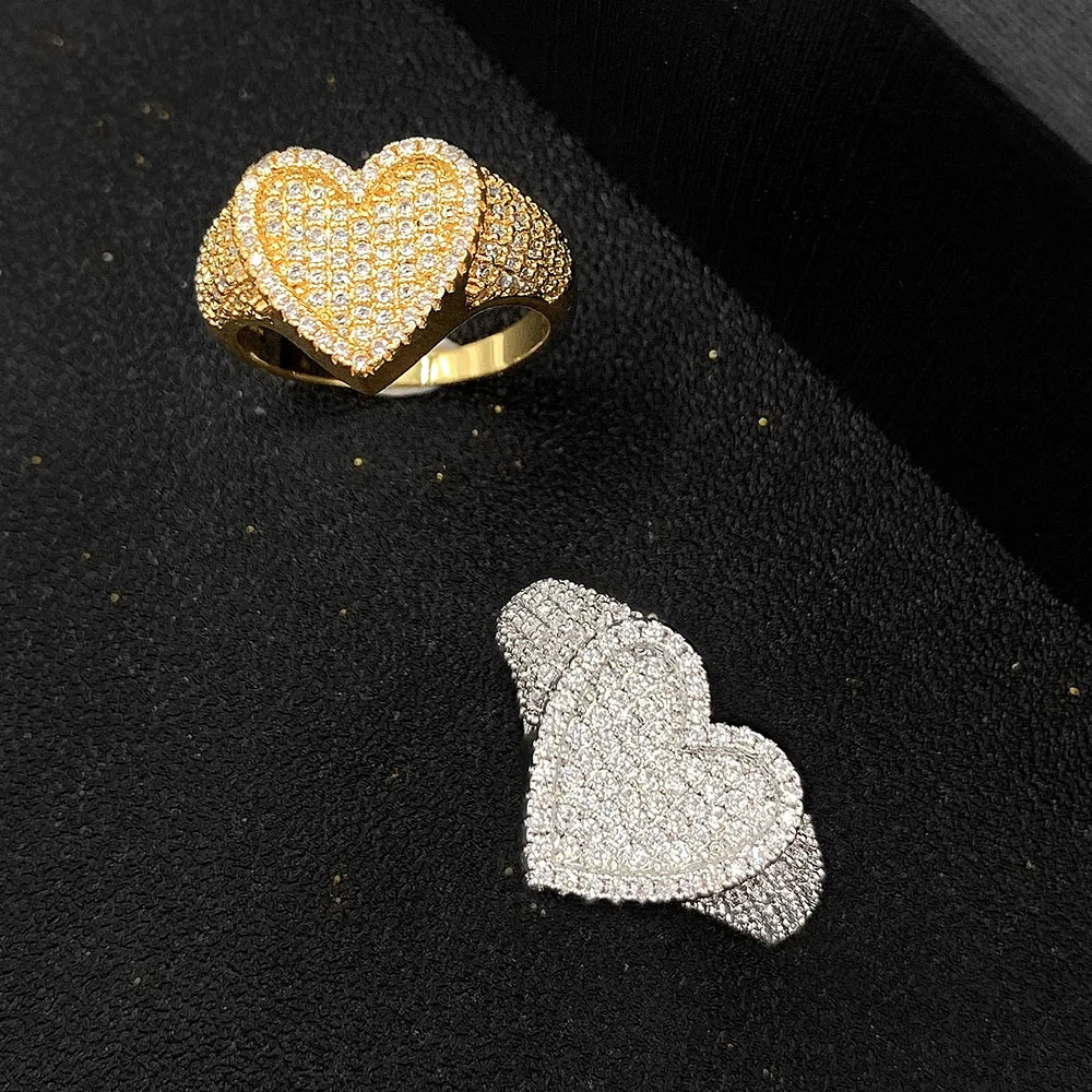 2023 Popular 18K Gold Plated Iced Out Full Paved Bling Cubic Ziconia Big Silver Heart Shape Women Fashion Ring
2023 Popular 18K Gold Plated Iced Out Full Paved Bling Cubic Ziconia Big Silver Heart Shape Women Fashion Ring