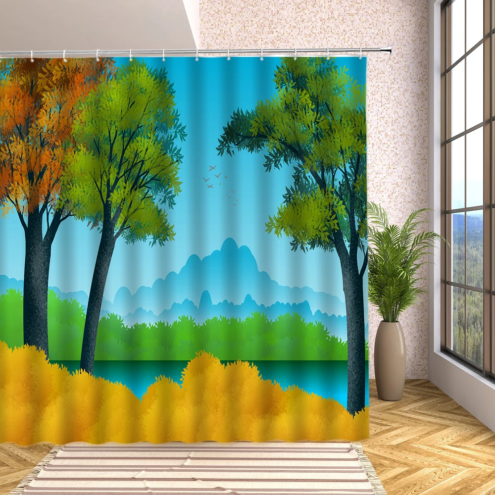 Natural Mountains Forest landscape Shower Curtains Cartoon Watercolor Forest Trees Scape Waterproof Bathroom Decor Bath Screen
Natural Mountains Forest landscape Shower Curtains Cartoon Watercolor Forest Trees Scape Waterproof Bathroom Decor Bath Screen