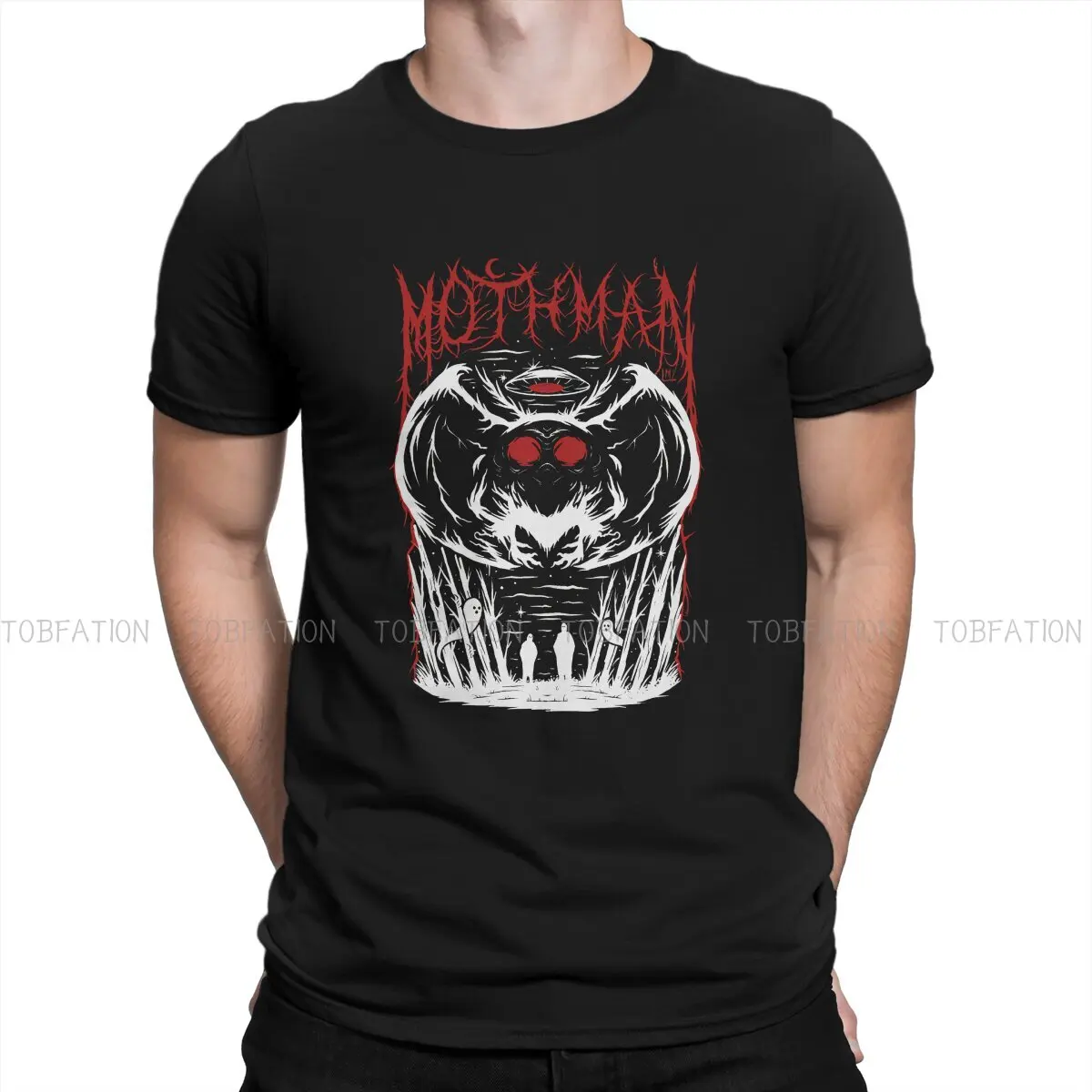 

Black Metal Man's TShirt Mothman Humanoid Creatures O Neck Short Sleeve 100% Cotton T Shirt Funny Top Quality Gift Idea
