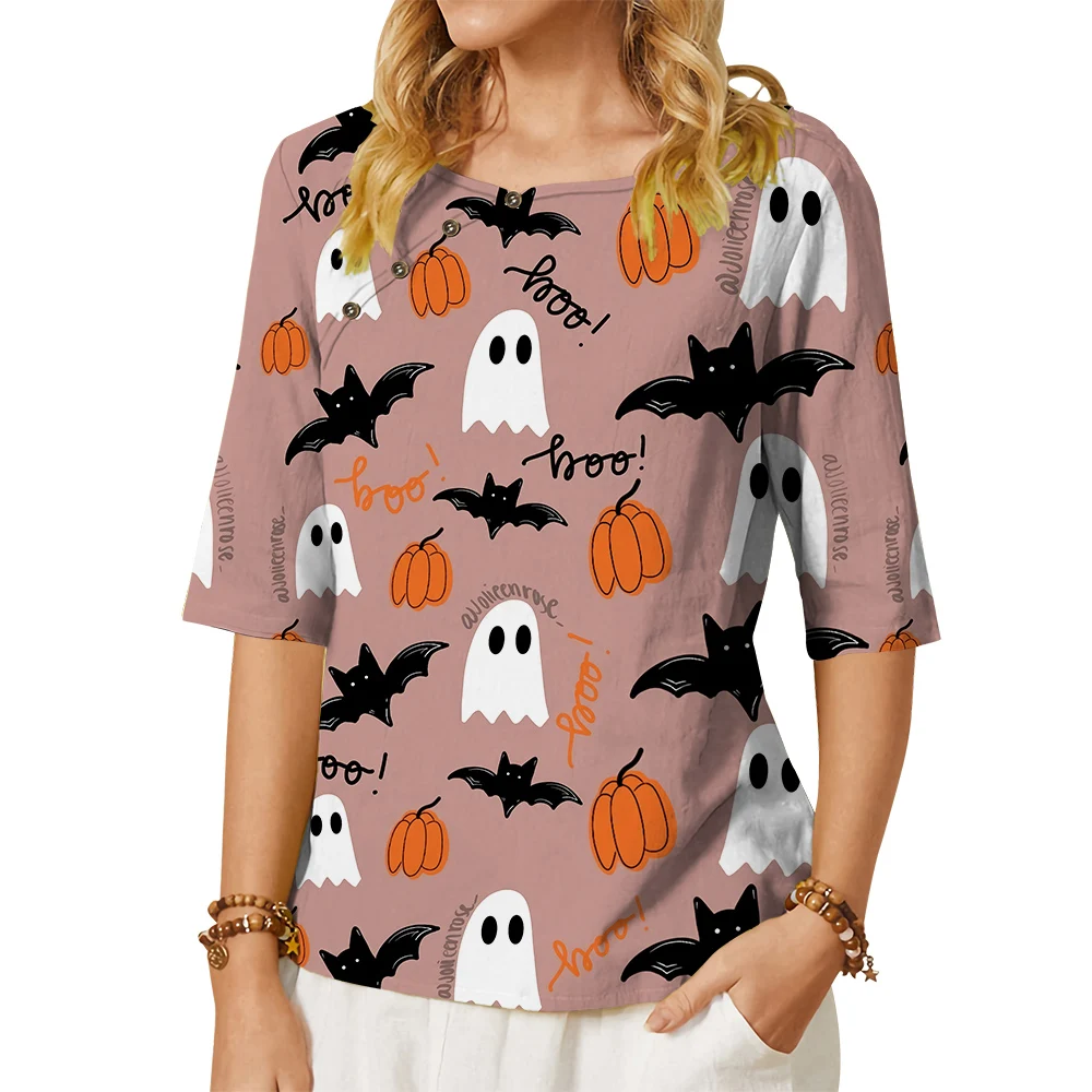 CLOOCL Women T-shirt Little Devil Bat Jack-o-lantern 3D Printed Tops Button Decorate Middle Sleeves Blouses Lady Halloween Gift
CLOOCL Women T-shirt Little Devil Bat Jack-o-lantern 3D Printed Tops Button Decorate Middle Sleeves Blouses Lady Halloween Gift