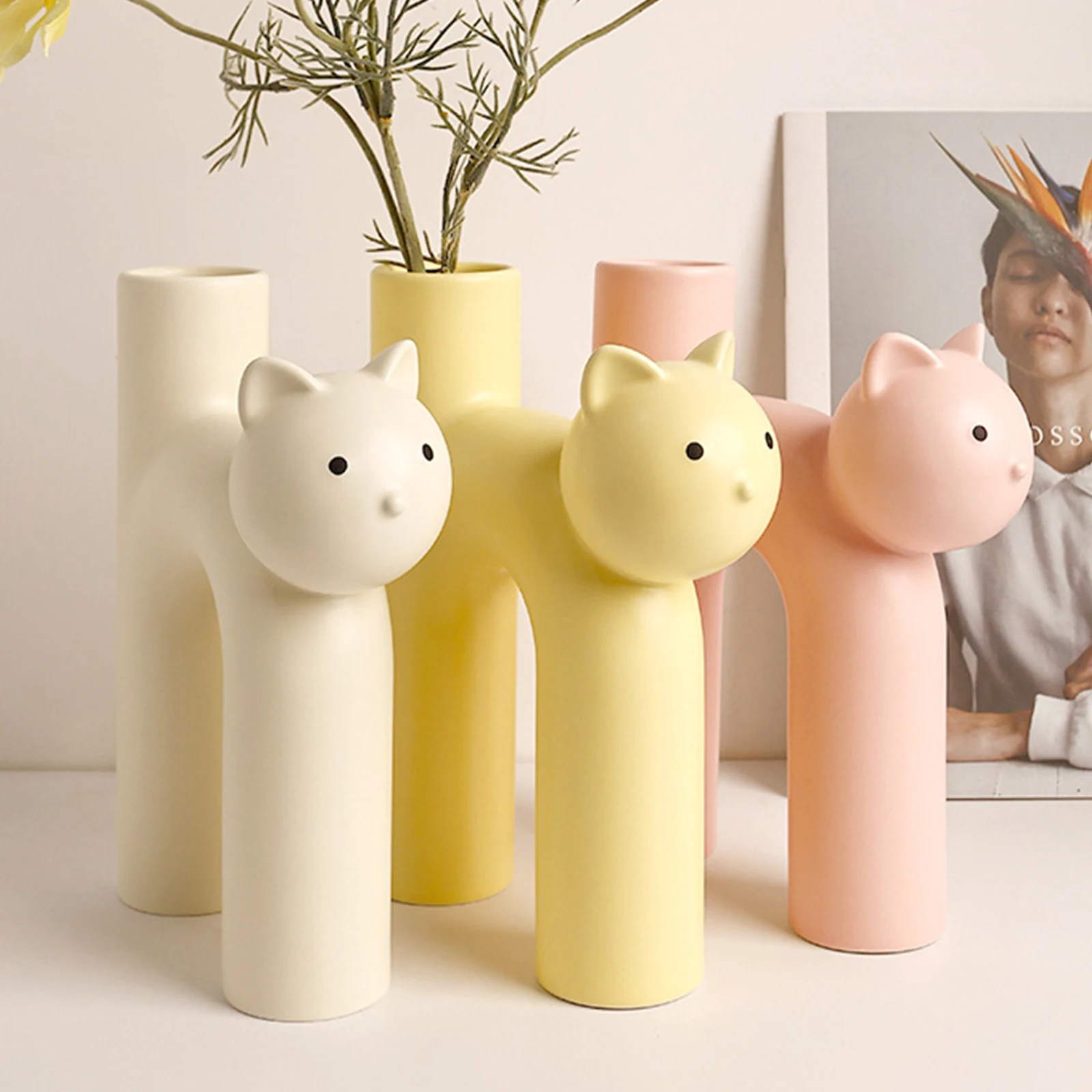 L Cat Shape Vase Cute Kitty Flower Vase Decorative Floral Vase Ceramic Desktop Vase Aesthetic Room Vase Pipe-Shape Plant Vase
L Cat Shape Vase Cute Kitty Flower Vase Decorative Floral Vase Ceramic Desktop Vase Aesthetic Room Vase Pipe-Shape Plant Vase