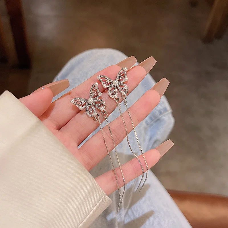 Simple Trendy Long Tassel Shiny Butterfly Crystals Drop Earring for Bridal Women Party Jewelry
Simple Trendy Long Tassel Shiny Butterfly Crystals Drop Earring for Bridal Women Party Jewelry