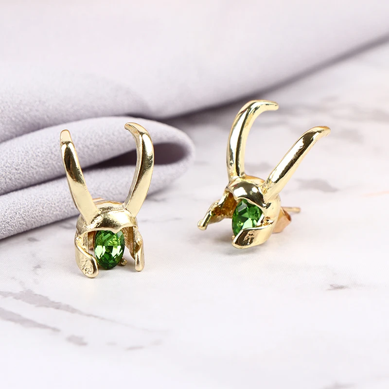 Green Crystal Gold Color Loki Helmet Stud Earrings Trend Personality Earring Fashion Jewelry
Green Crystal Gold Color Loki Helmet Stud Earrings Trend Personality Earring Fashion Jewelry