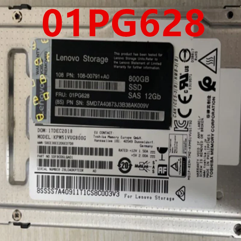 

Original Almost New Solid State Drive For LENOVO DE4000 DE2000H 800GB 2.5" SAS SSD For 01PG628