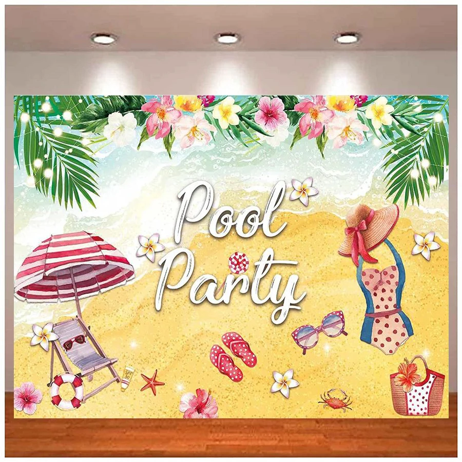 Summer Pool Party Photography Backdrop Tropical Beach Seaside Island Background Sunshine Luau Themed Floral Cake Table Decor
Summer Pool Party Photography Backdrop Tropical Beach Seaside Island Background Sunshine Luau Themed Floral Cake Table Decor