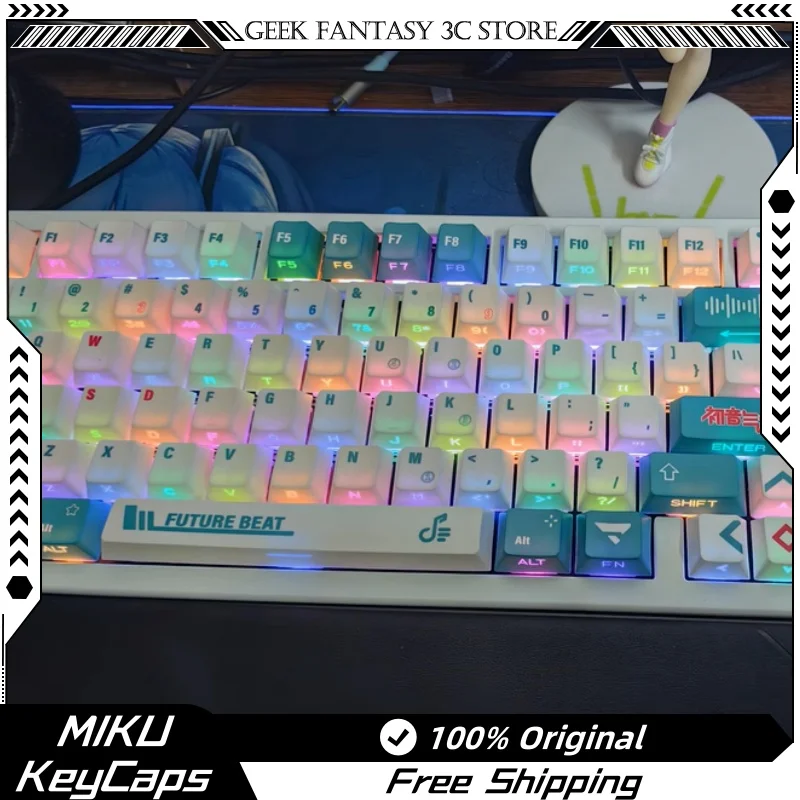 Miku сторона прозрачная 130 клавиши механическая клавиатура Keycap Pbt термосублимация