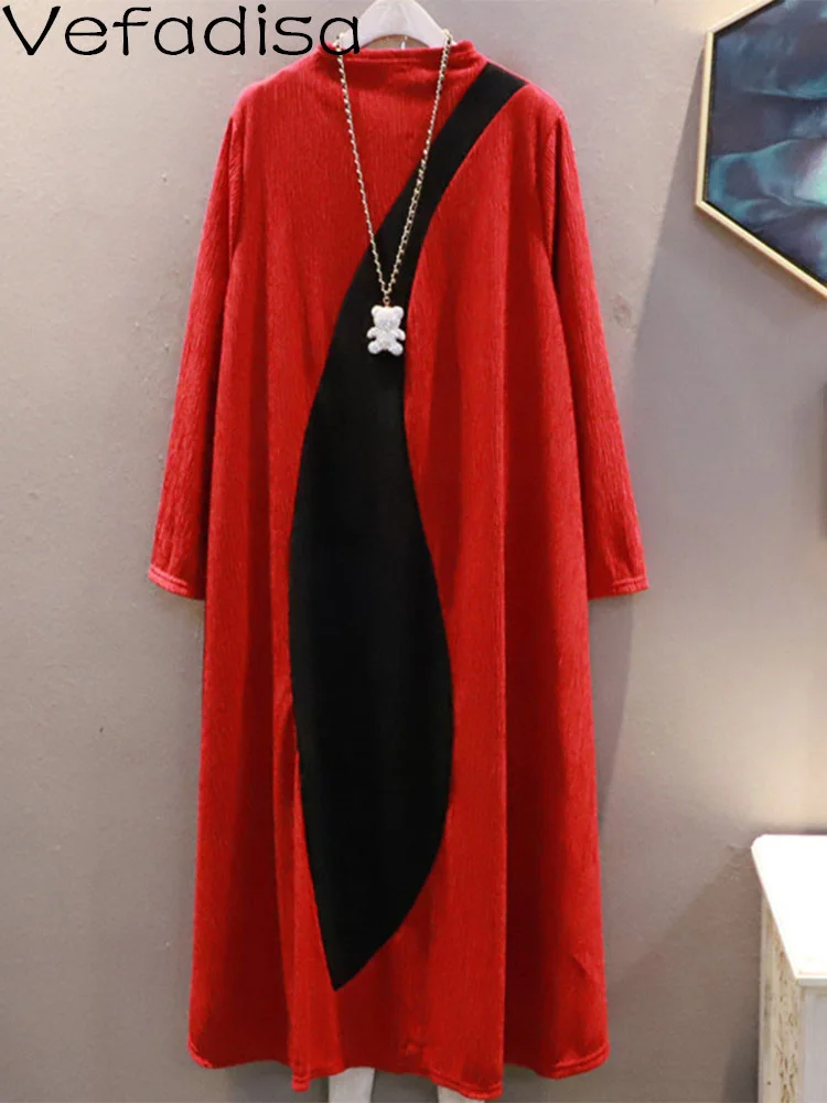 Vefadisa Retro Women's Round Neck Pullover Dress Loose Color Contrast Mid-length Simplicity Red Dress 2023 Spring Autumn LHX2957
Vefadisa Retro Women's Round Neck Pullover Dress Loose Color Contrast Mid-length Simplicity Red Dress 2023 Spring Autumn LHX2957