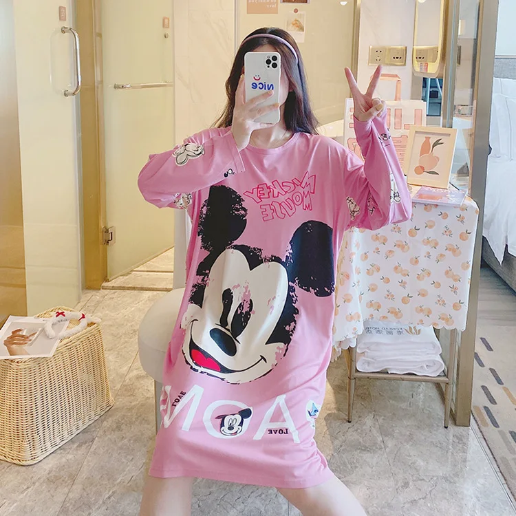 Disney Spring Summer Autumn Long Sleeve Pajamas Women's Loose Medium Length Cute Cartoon Mickey Homewear Nightdress
Disney Spring Summer Autumn Long Sleeve Pajamas Women's Loose Medium Length Cute Cartoon Mickey Homewear Nightdress