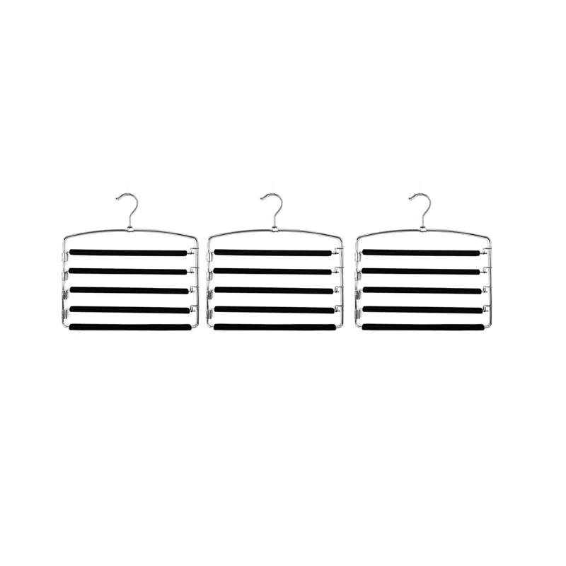 Pants Hangers 3 Pieces, Swing Arm Trousers Hanger, Space Saving Pants Rack, 5 Layers Jeans Hangers With Non-Slip
Pants Hangers 3 Pieces, Swing Arm Trousers Hanger, Space Saving Pants Rack, 5 Layers Jeans Hangers With Non-Slip