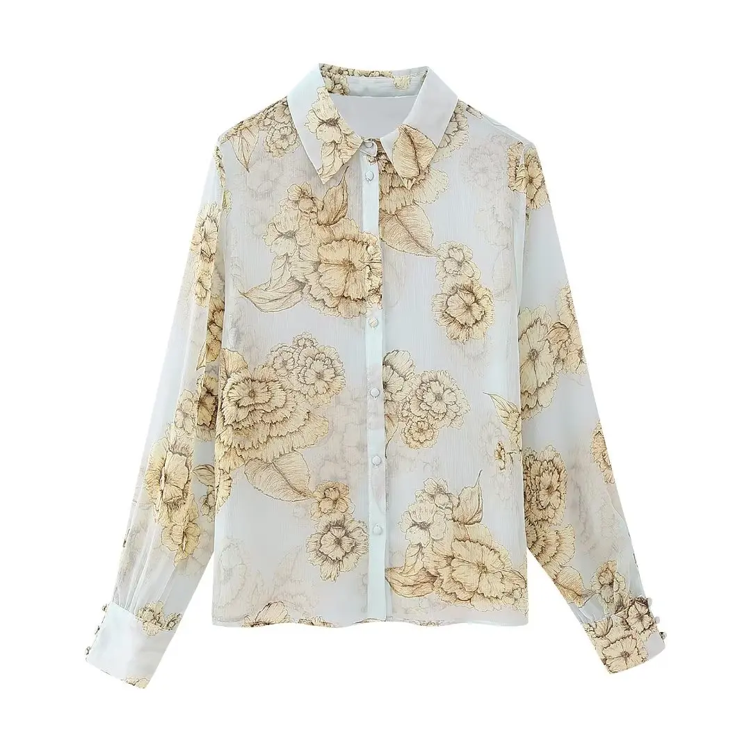 Women Fashion Floral Print Shirt Lapel Single Breasted Long Sleeves Female Casual Vintage Tops
Women Fashion Floral Print Shirt Lapel Single Breasted Long Sleeves Female Casual Vintage Tops