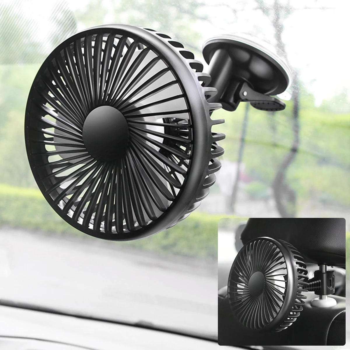 

5V USB Car Fan 360° Rotatable Adjustable USB Powered 3 Speeds Electric Car Central Console Cooling Fan for Car Truck Silence Fan